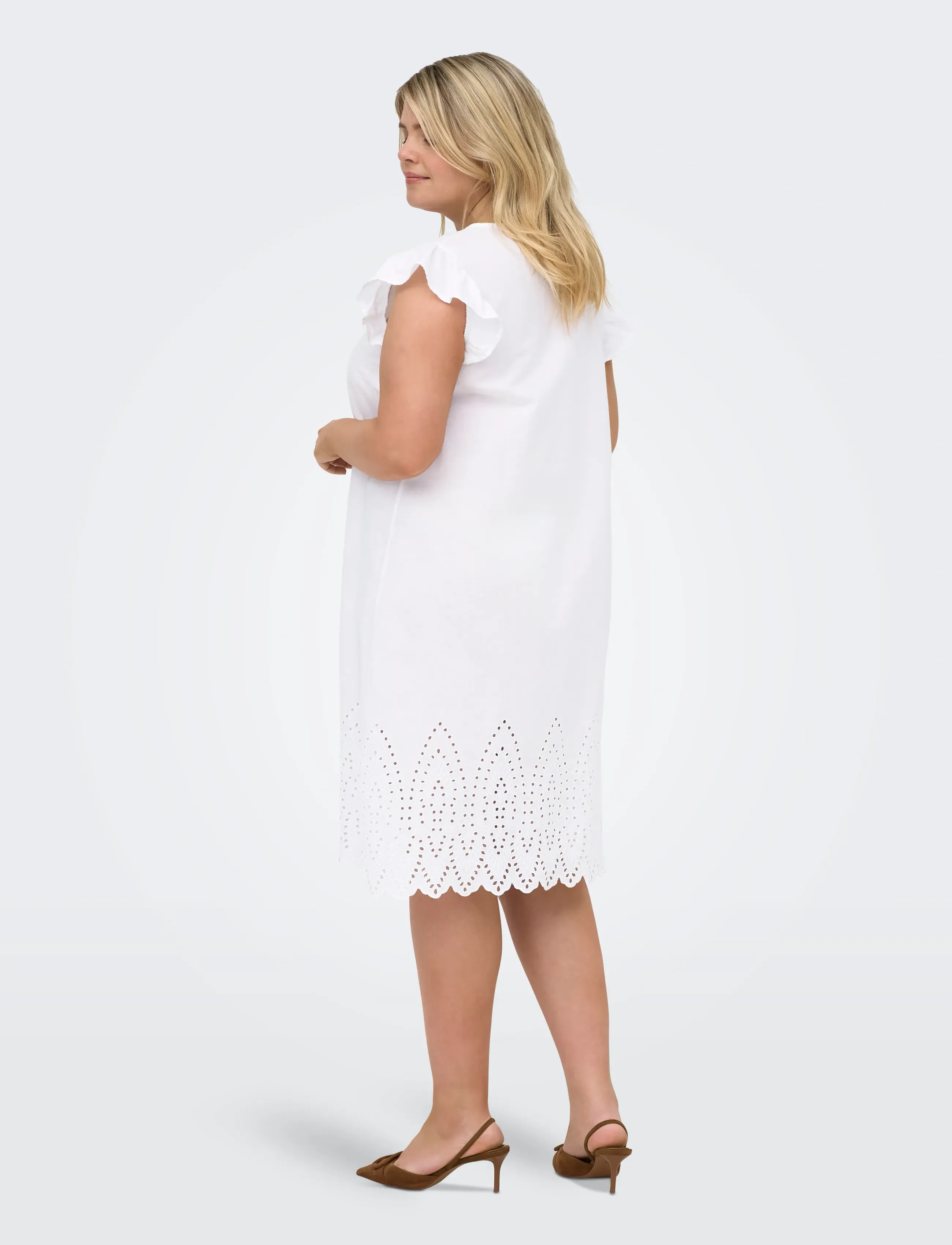ONLY Carmakoma - CARTULUM EMB S/S DRESS WVN - korte kjoler - bright white - 3