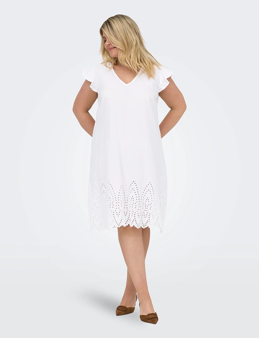 ONLY Carmakoma - CARTULUM EMB S/S DRESS WVN - korte kjoler - bright white - 4