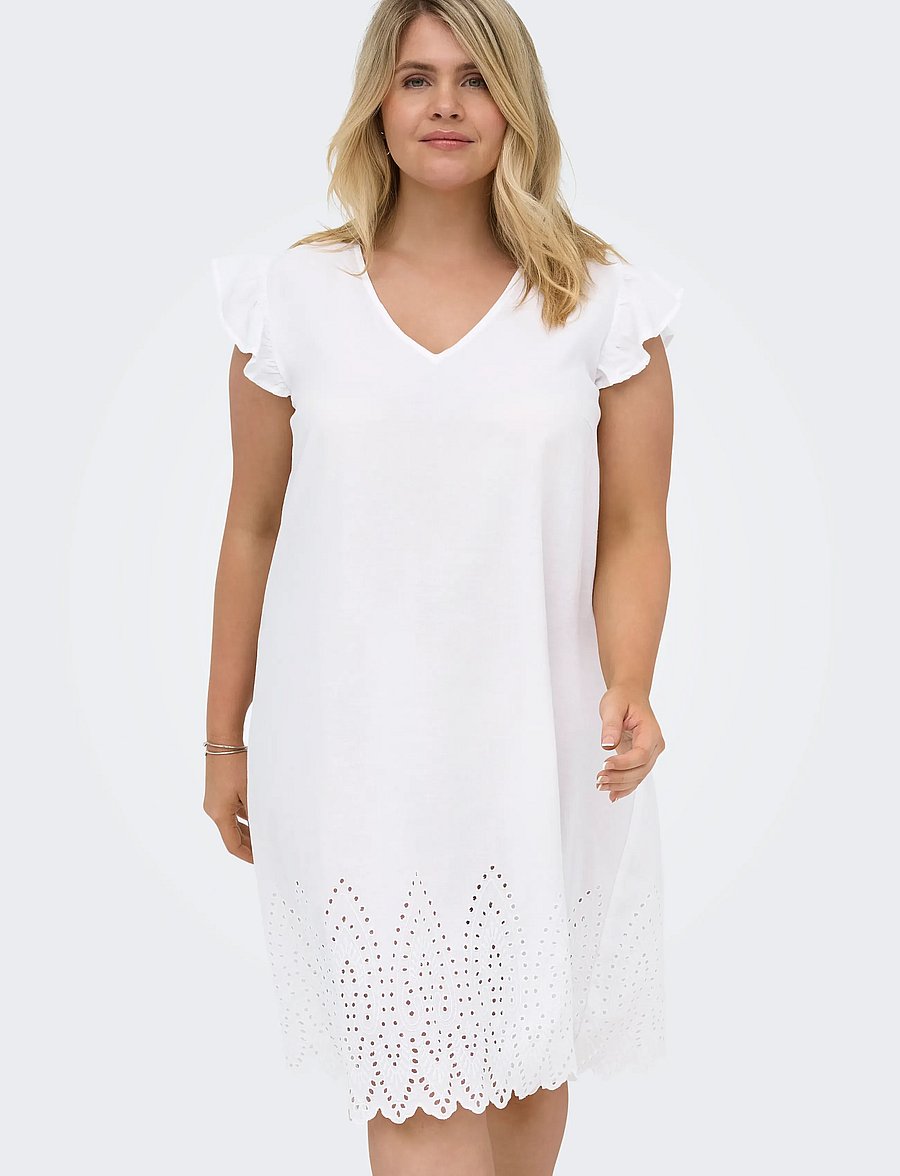 ONLY Carmakoma - CARTULUM EMB S/S DRESS WVN - korte kjoler - bright white - 5