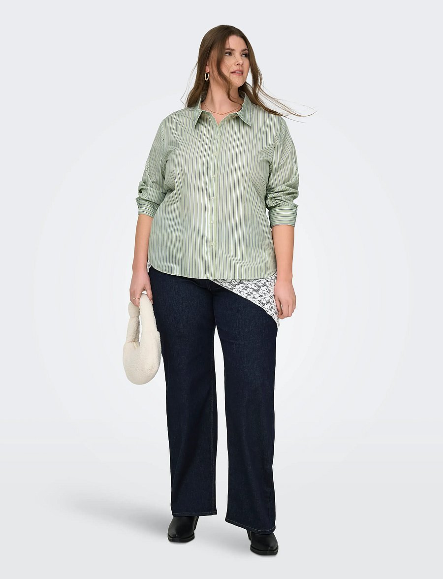 ONLY Carmakoma - CAROREGON ALVA LS REG SHIRT WVN - langærmede skjorter - celadon green - 4