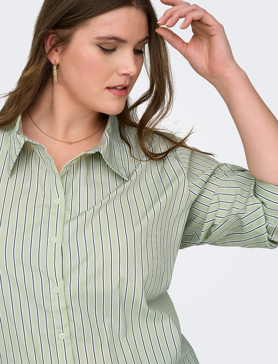 ONLY Carmakoma - CAROREGON ALVA LS REG SHIRT WVN - langærmede skjorter - celadon green - 5