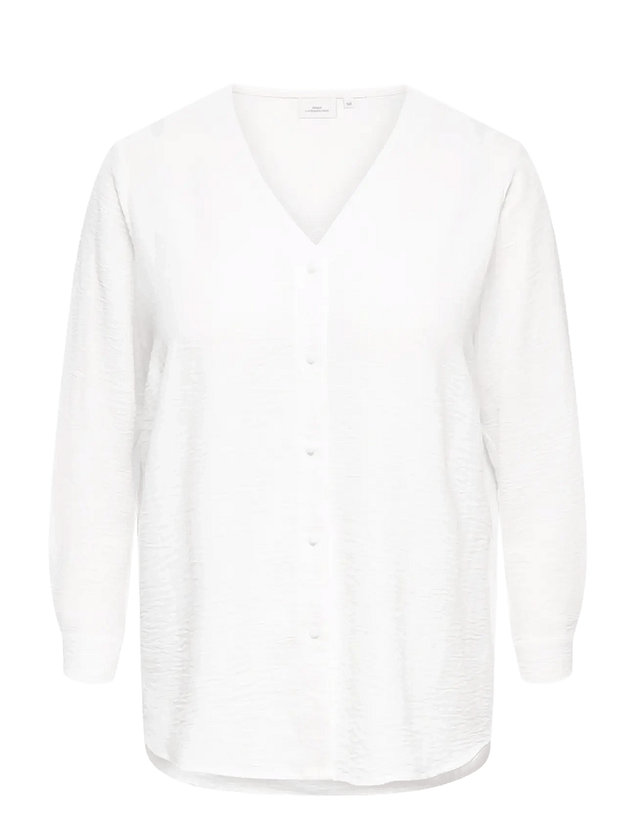 ONLY Carmakoma - CARJANA METTE LIFE V-NECK LS SHIRT NOOS - cloud dancer - 1