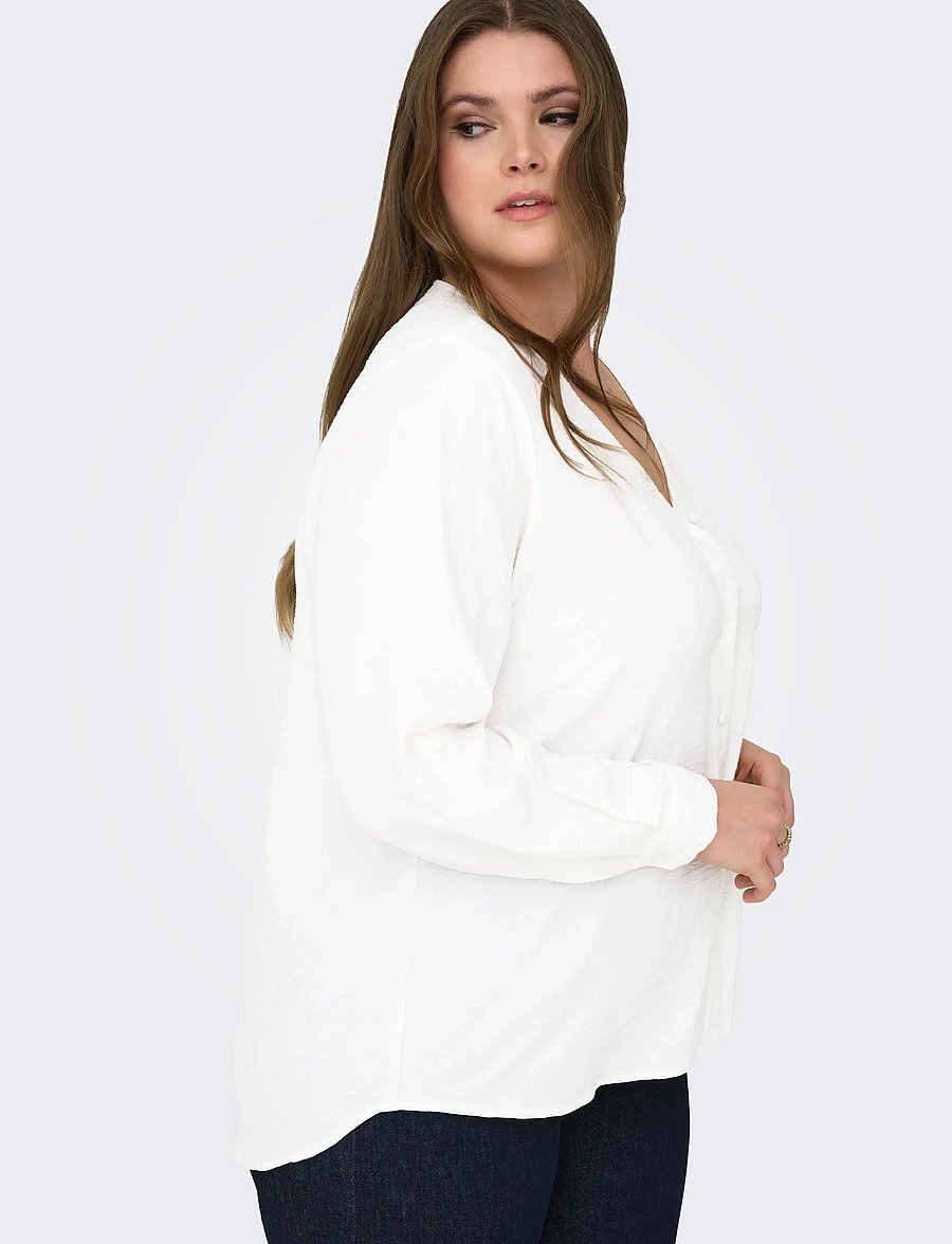 ONLY Carmakoma - CARJANA METTE LIFE V-NECK LS SHIRT NOOS - cloud dancer - 4