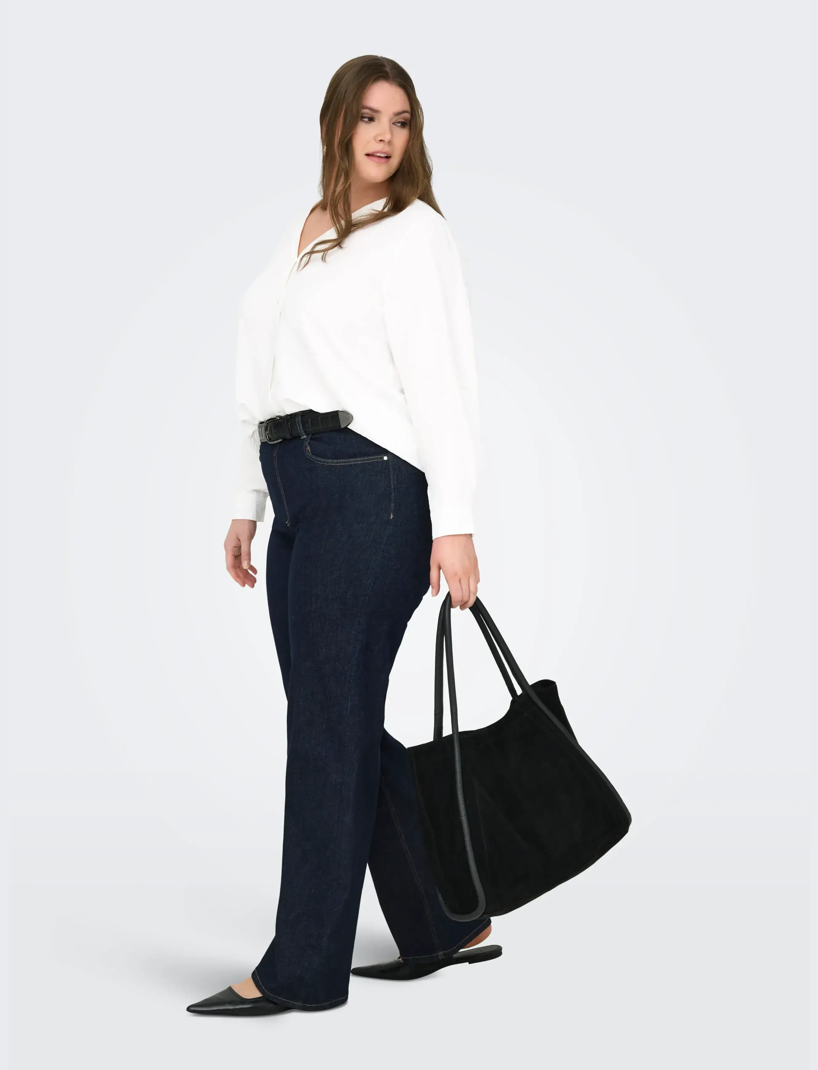 ONLY Carmakoma - CARJANA METTE LIFE V-NECK LS SHIRT NOOS - cloud dancer - 5
