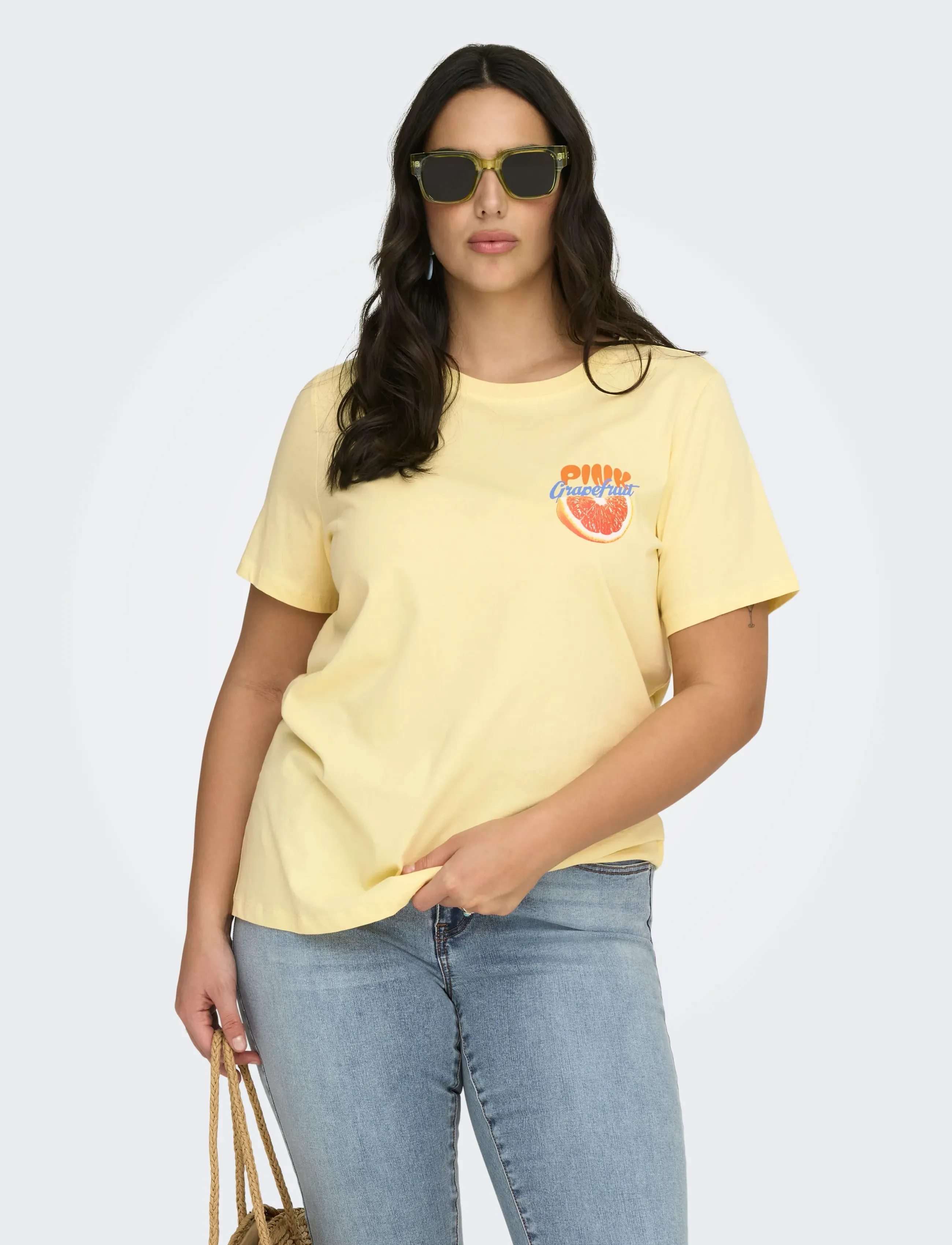 ONLY Carmakoma CARBOLETTE LIFE REG S/S TOP BOX JRS - T-shirts - SUNLIGHT / yellow