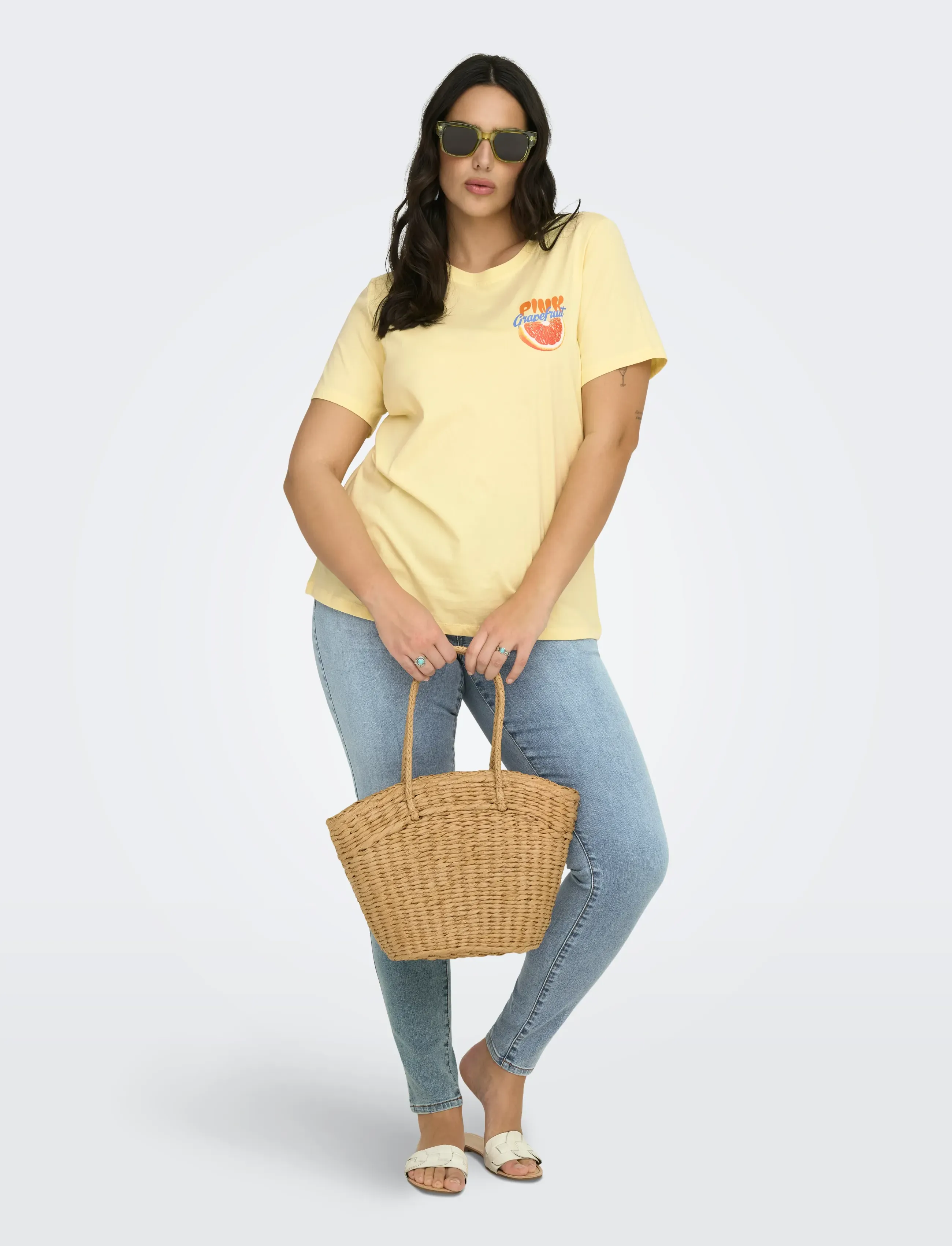 ONLY Carmakoma - CARBOLETTE LIFE REG S/S TOP BOX JRS - sunlight - 4