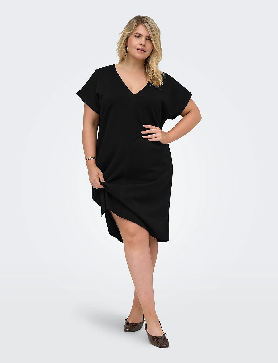ONLY Carmakoma - CARLISE CAPSLEEVE V-NECK ABK DRESS JRS - robes de fête - black - 0