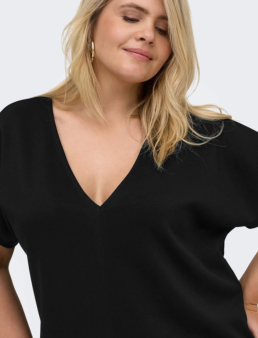 ONLY Carmakoma - CARLISE CAPSLEEVE V-NECK ABK DRESS JRS - robes de fête - black - 5