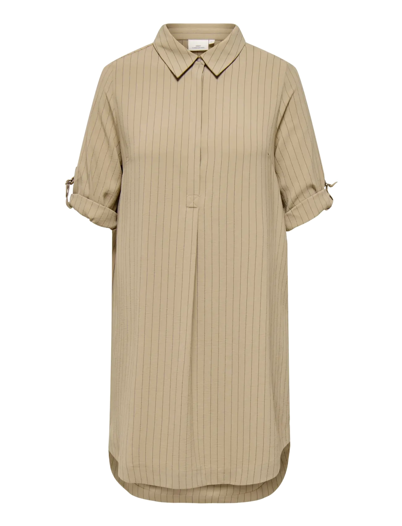 ONLY Carmakoma CARELZA 3/4 STRIPE DRESS WVN - Modetrends - SILVER MINK / beige