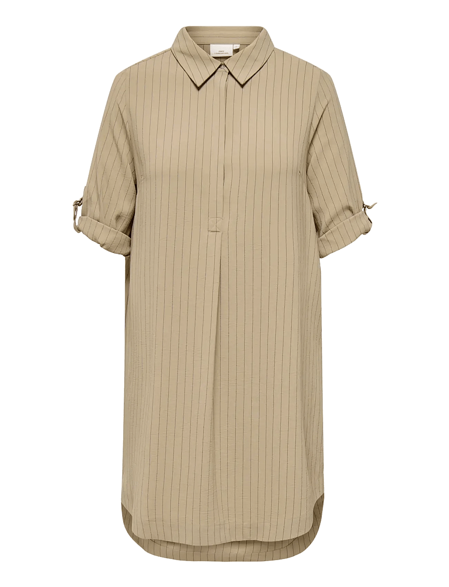 ONLY Carmakoma - CARELZA 3/4 STRIPE DRESS WVN - robes chemises - silver mink - 0