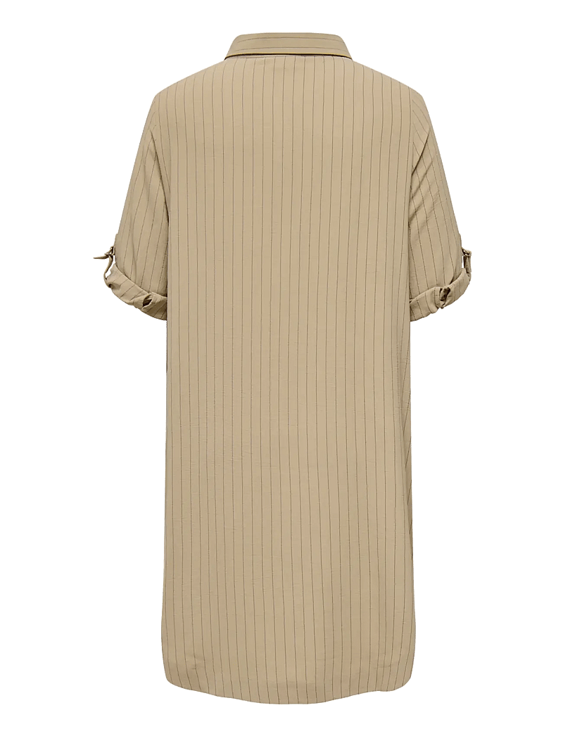 ONLY Carmakoma - CARELZA 3/4 STRIPE DRESS WVN - hemdkleider - silver mink - 1