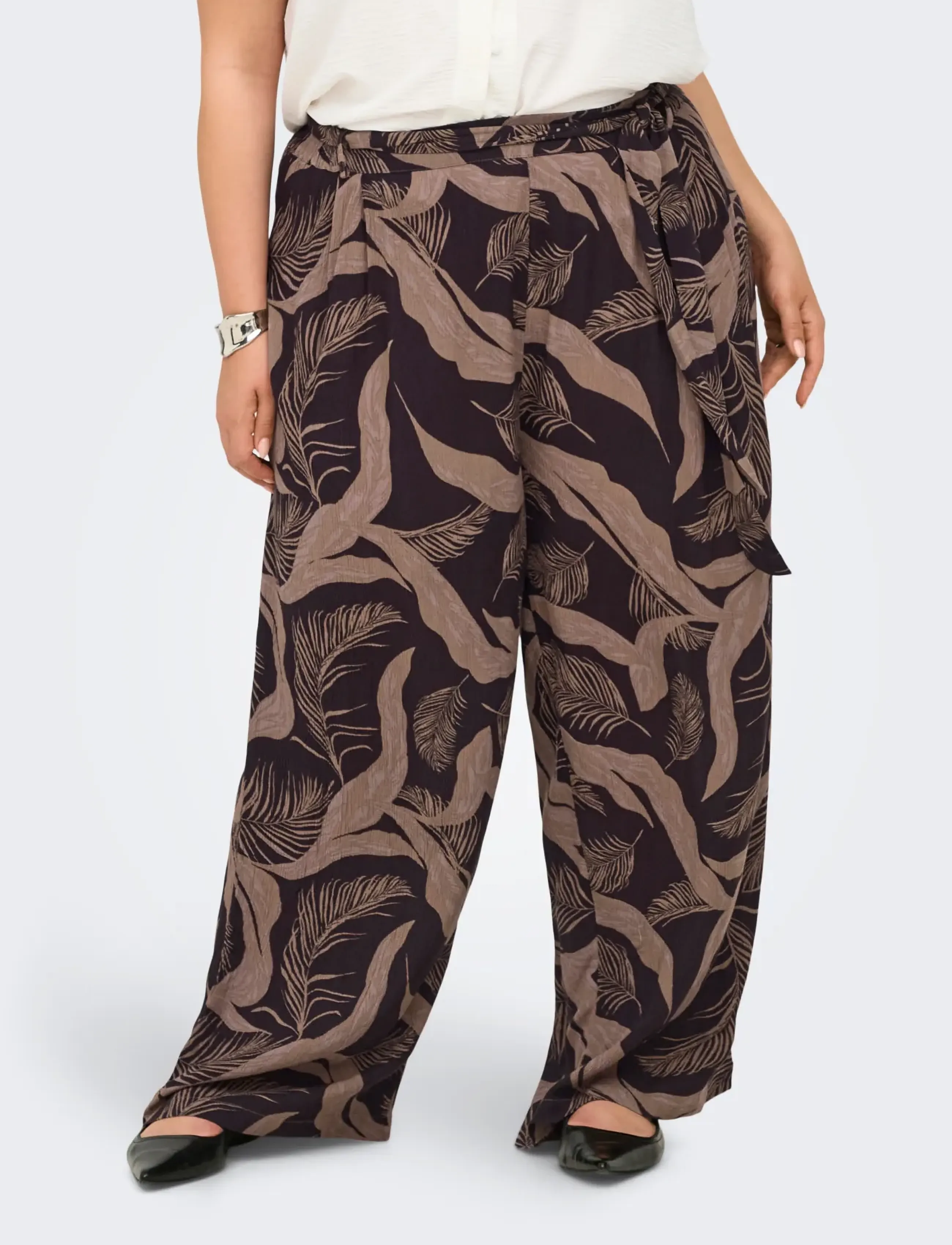 ONLY Carmakoma Carvilma Culotte Pant Aop, 48, Brown, Bukser > Culottes, Dame