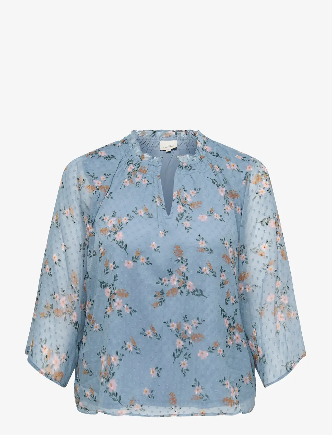 ONLY Carmakoma - CARSIGRID L/S V-NECK TOP AOP - långärmade blusar - riviera - 1