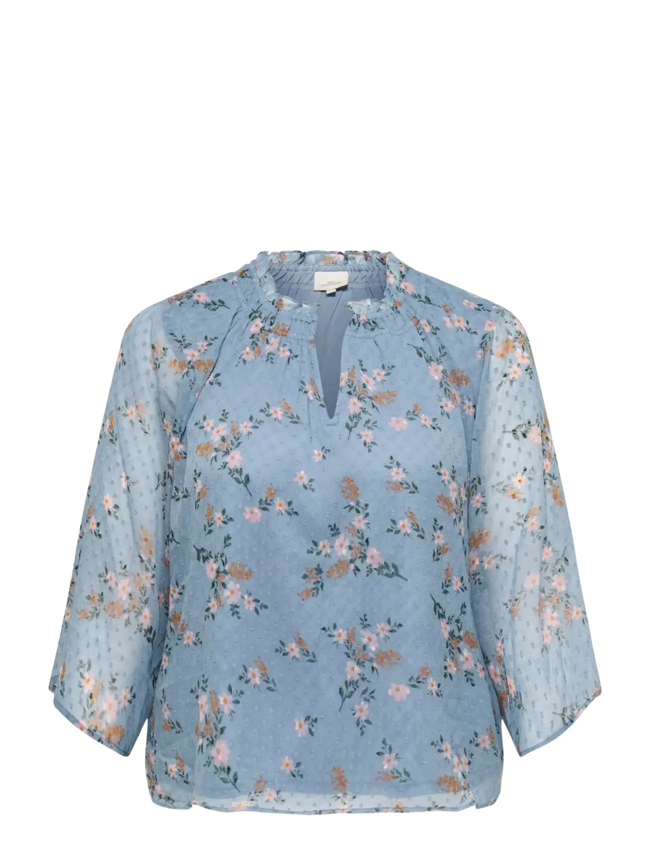 ONLY Carmakoma CARSIGRID L/S V-NECK TOP AOP - Nyheder - RIVIERA / blue