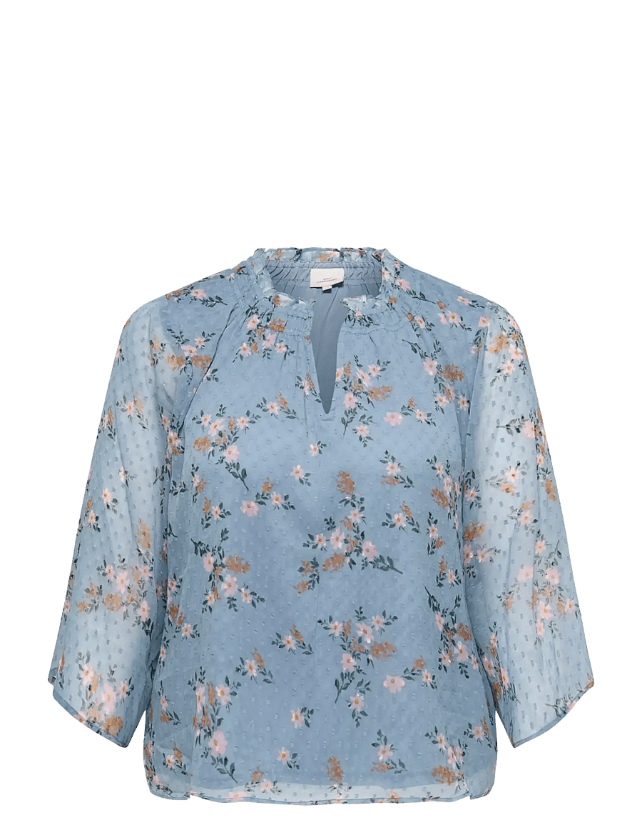 ONLY Carmakoma - CARSIGRID L/S V-NECK TOP AOP - blouses à manches longues - riviera - 1