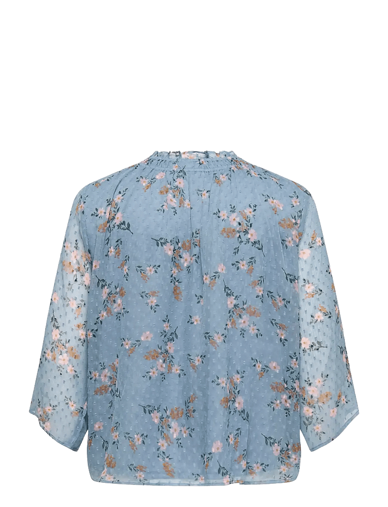 ONLY Carmakoma - CARSIGRID L/S V-NECK TOP AOP - långärmade blusar - riviera - 2