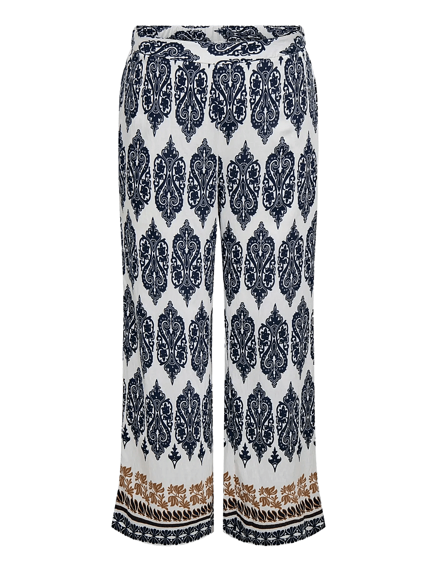 ONLY Carmakoma - CARHAVANA STRAIGHT PANT AOP - wijde broeken - cloud dancer - 1
