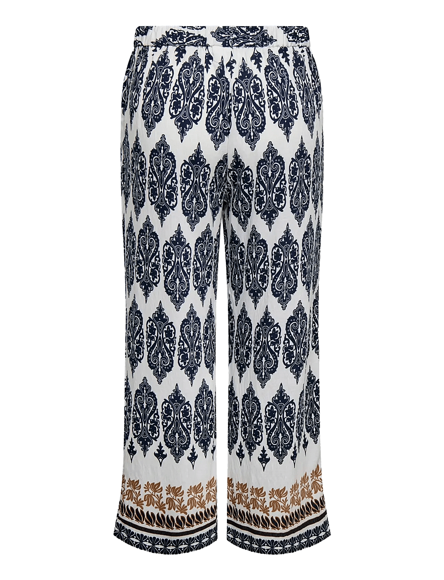 ONLY Carmakoma - CARHAVANA STRAIGHT PANT AOP - wijde broeken - cloud dancer - 2