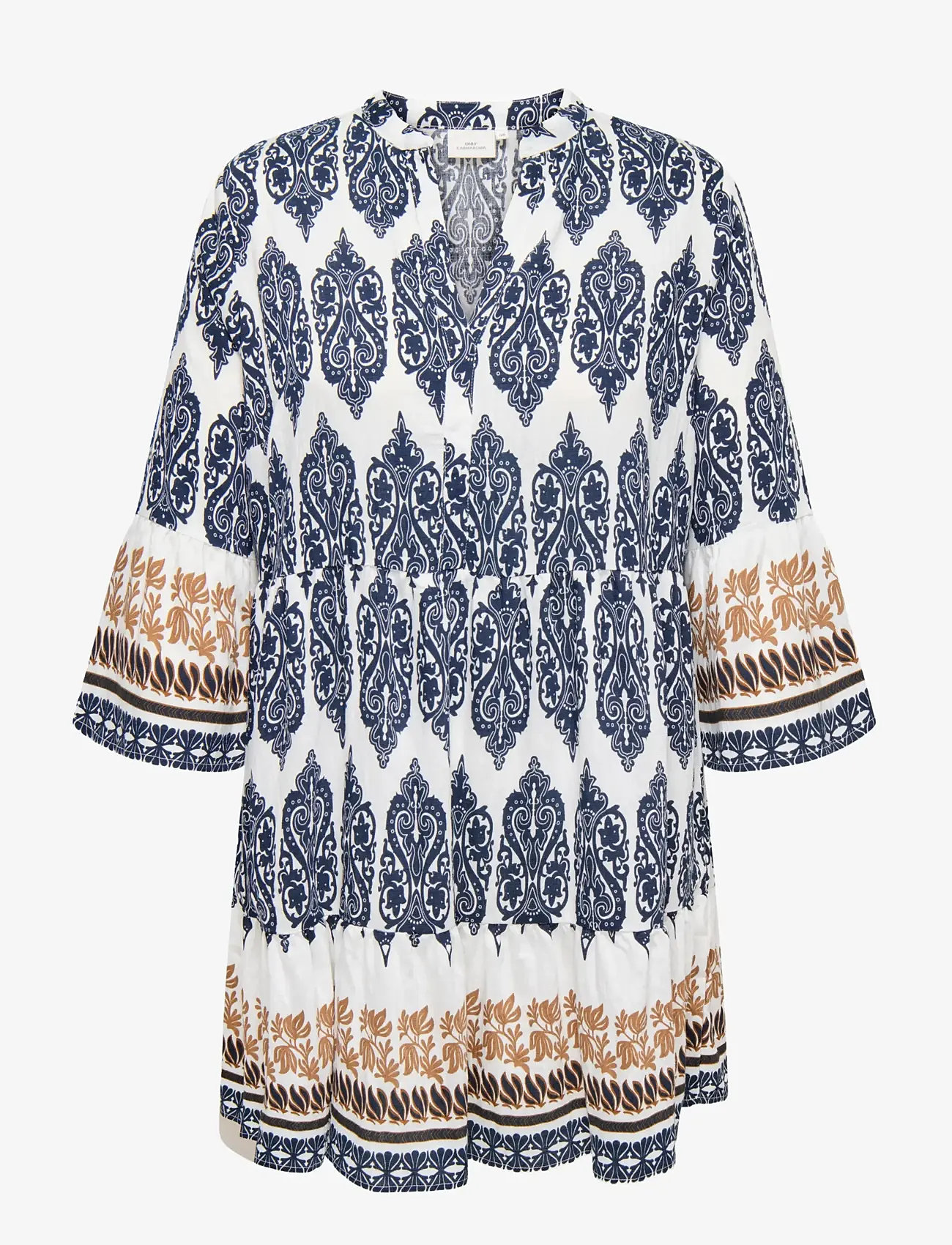 ONLY Carmakoma - CARHAVANA 3/4 TUNIC DRESS AOP - kurze kleider - cloud dancer - 0