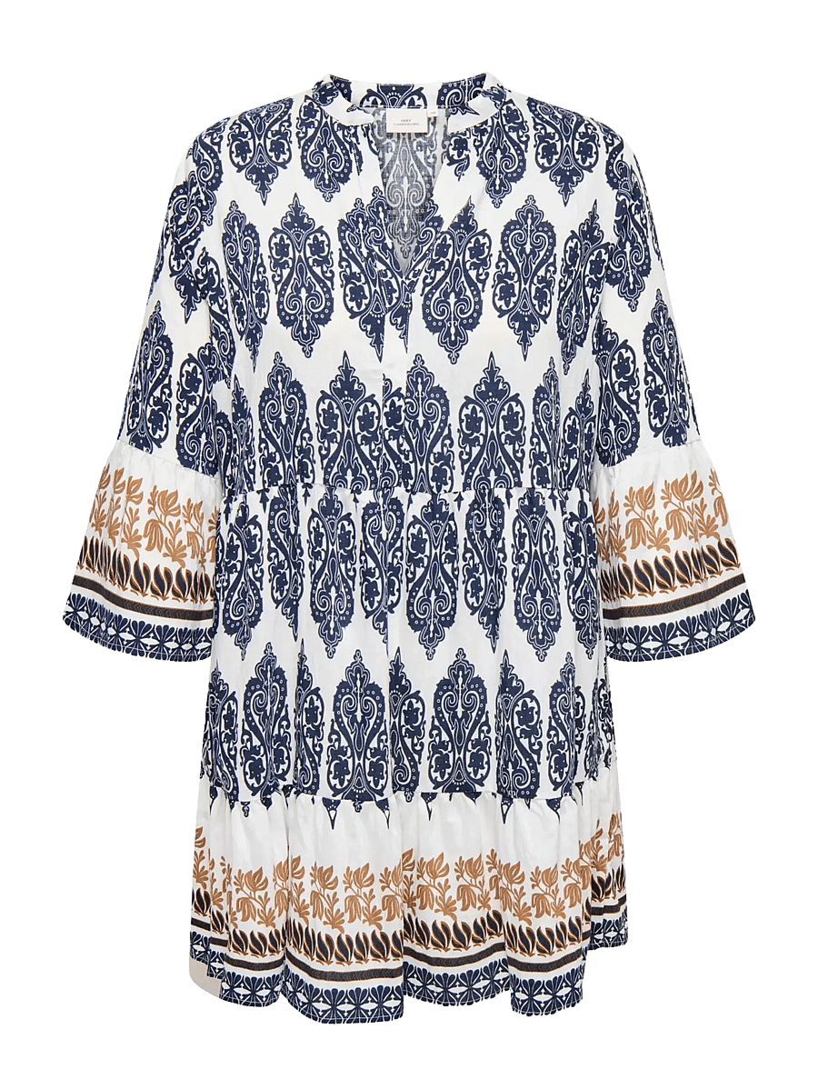 ONLY Carmakoma - CARHAVANA 3/4 TUNIC DRESS AOP - cloud dancer - 0