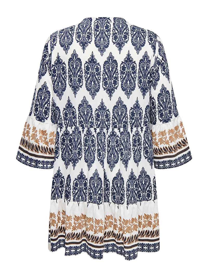 ONLY Carmakoma - CARHAVANA 3/4 TUNIC DRESS AOP - kurze kleider - cloud dancer - 1