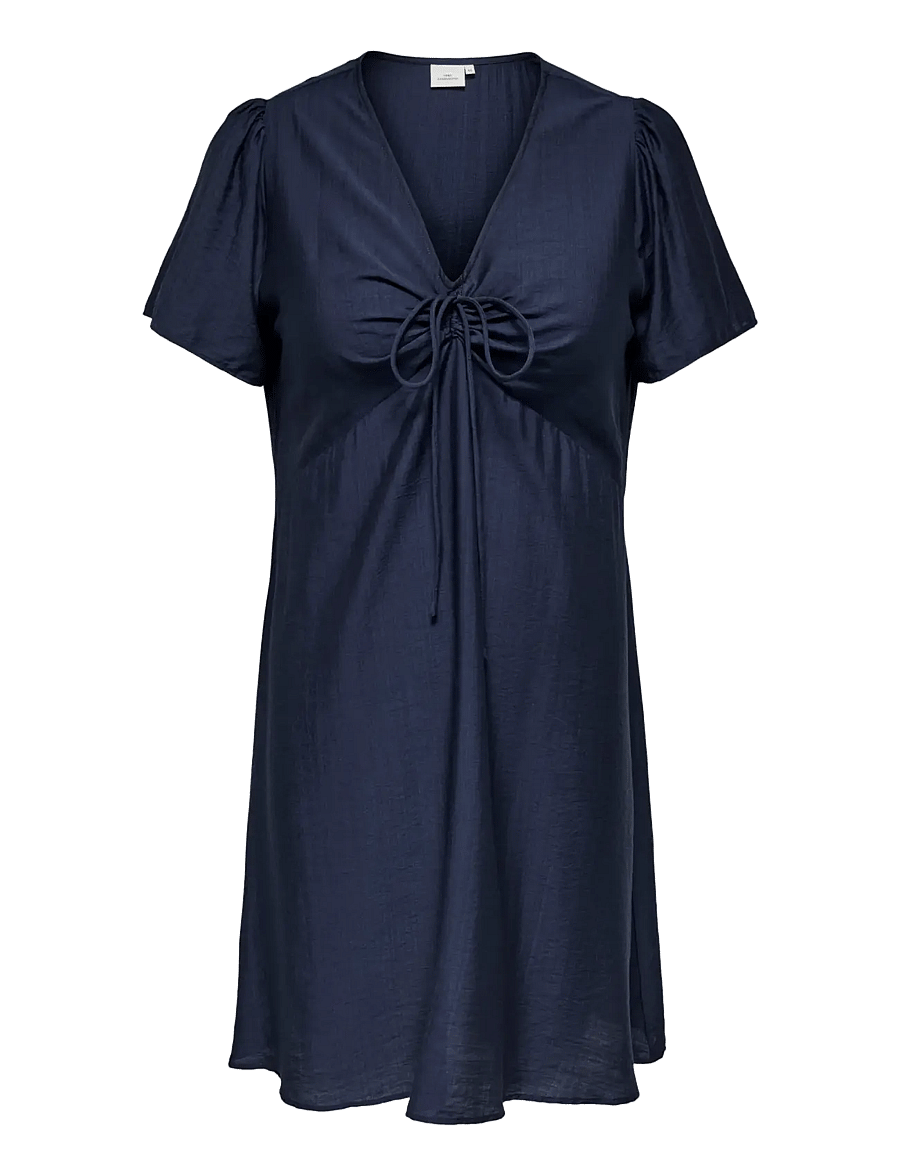 ONLY Carmakoma - CARCECILIA SS V-NECK KNEE DRESS WVN - robes courtes - navy blazer - 1