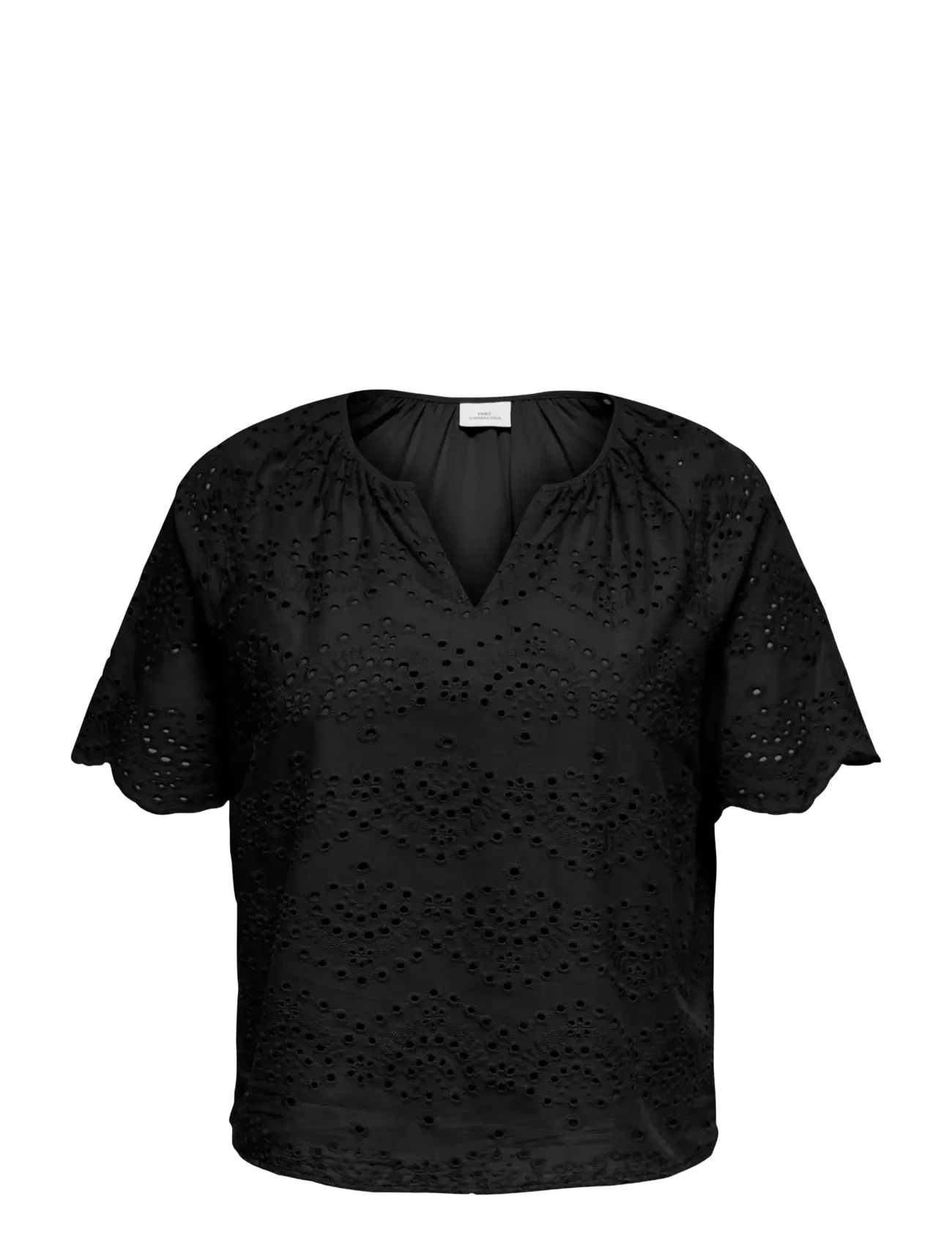 ONLY Carmakoma CARKAJSA SS V-NECK TOP WVN - Bluser - BLACK / black