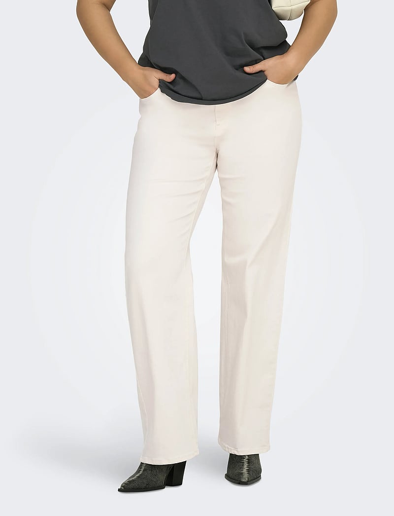 ONLY Carmakoma - CARWILLY HW WIDE DNM DOT019 NOOS - brede jeans - ecru - 0