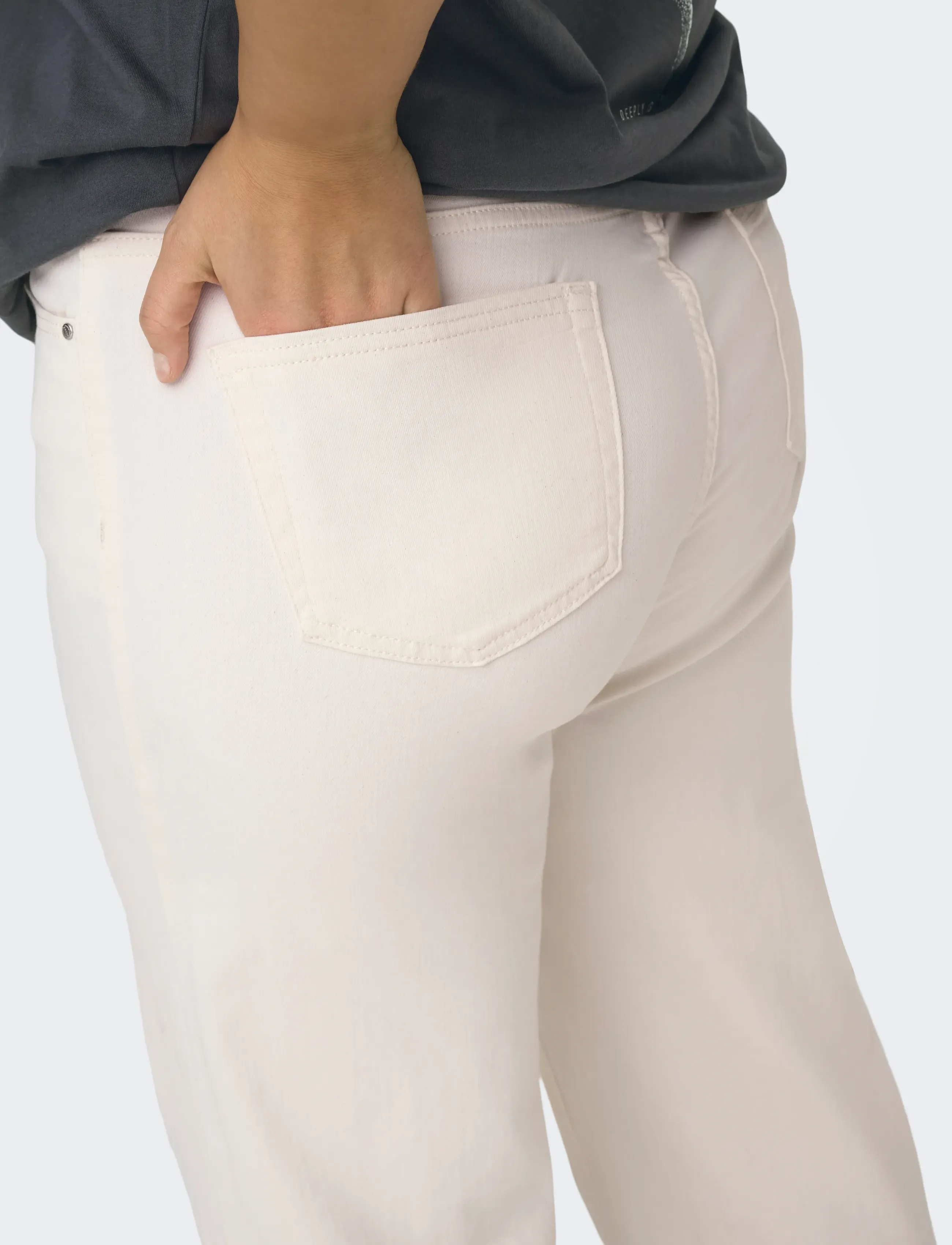 ONLY Carmakoma - CARWILLY HW WIDE DNM DOT019 NOOS - brede jeans - ecru - 4
