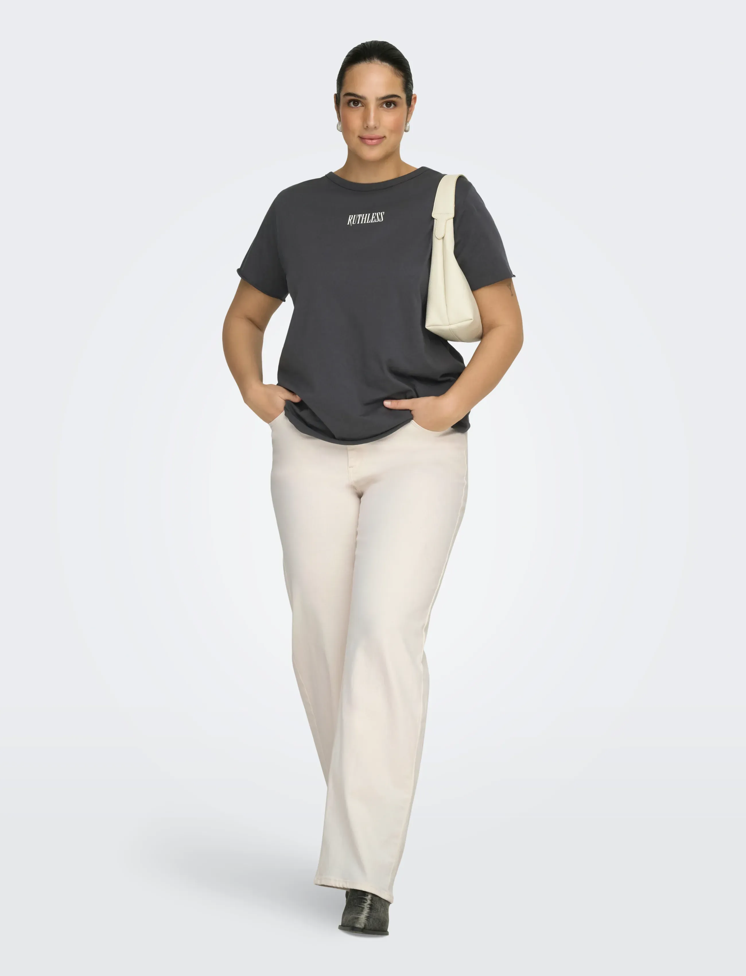 ONLY Carmakoma - CARWILLY HW WIDE DNM DOT019 NOOS - brede jeans - ecru - 5