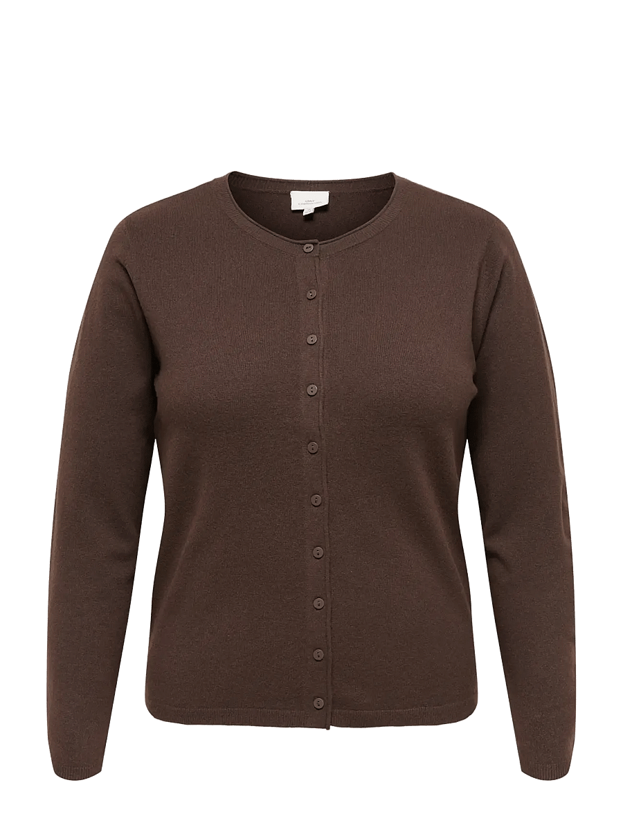 ONLY Carmakoma - CARLOYAL LS O-NECKBU CARDI KNT NOOS - kardiganid - chocolate torte - 0