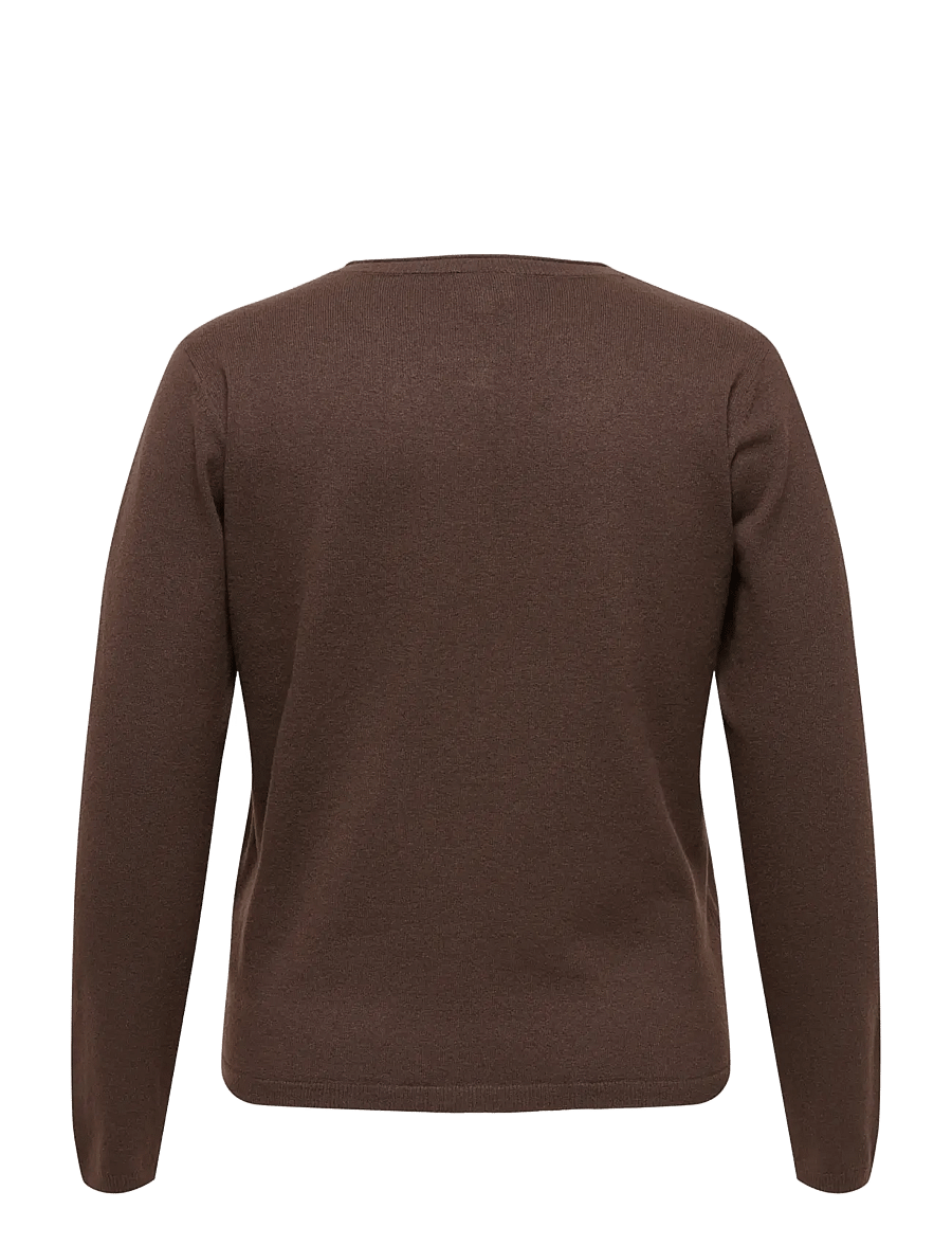 ONLY Carmakoma - CARLOYAL LS O-NECKBU CARDI KNT NOOS - kardiganid - chocolate torte - 1