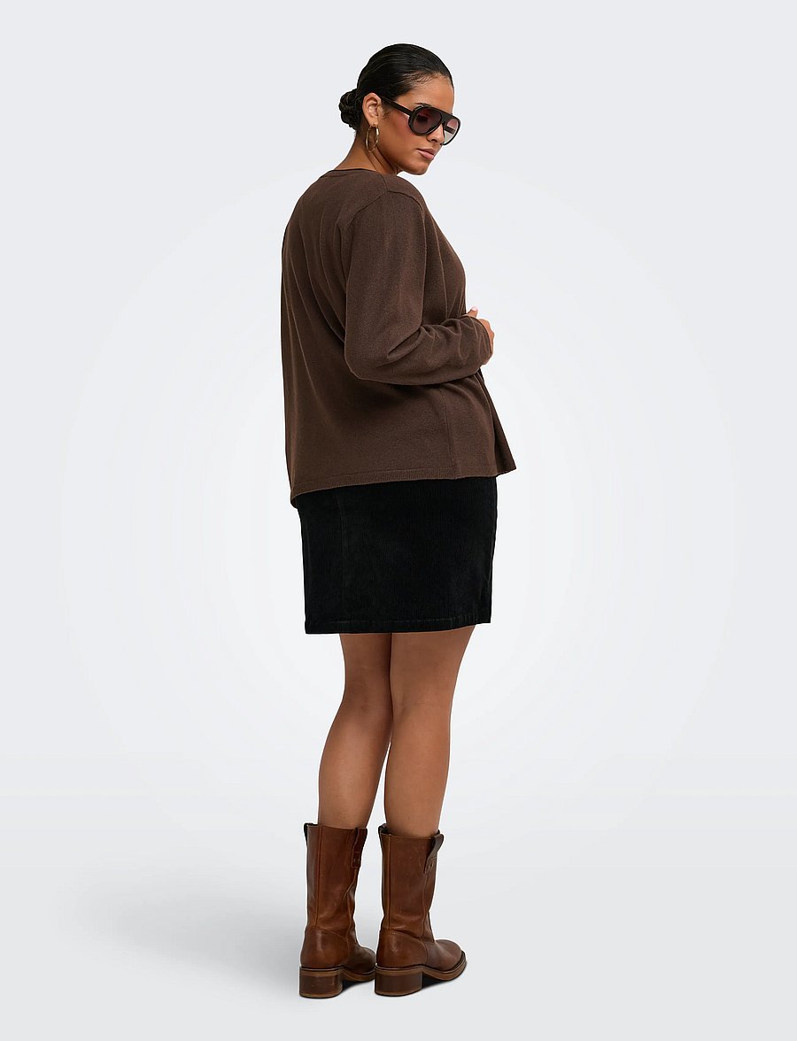 ONLY Carmakoma - CARLOYAL LS O-NECKBU CARDI KNT NOOS - strickjacken - chocolate torte - 3
