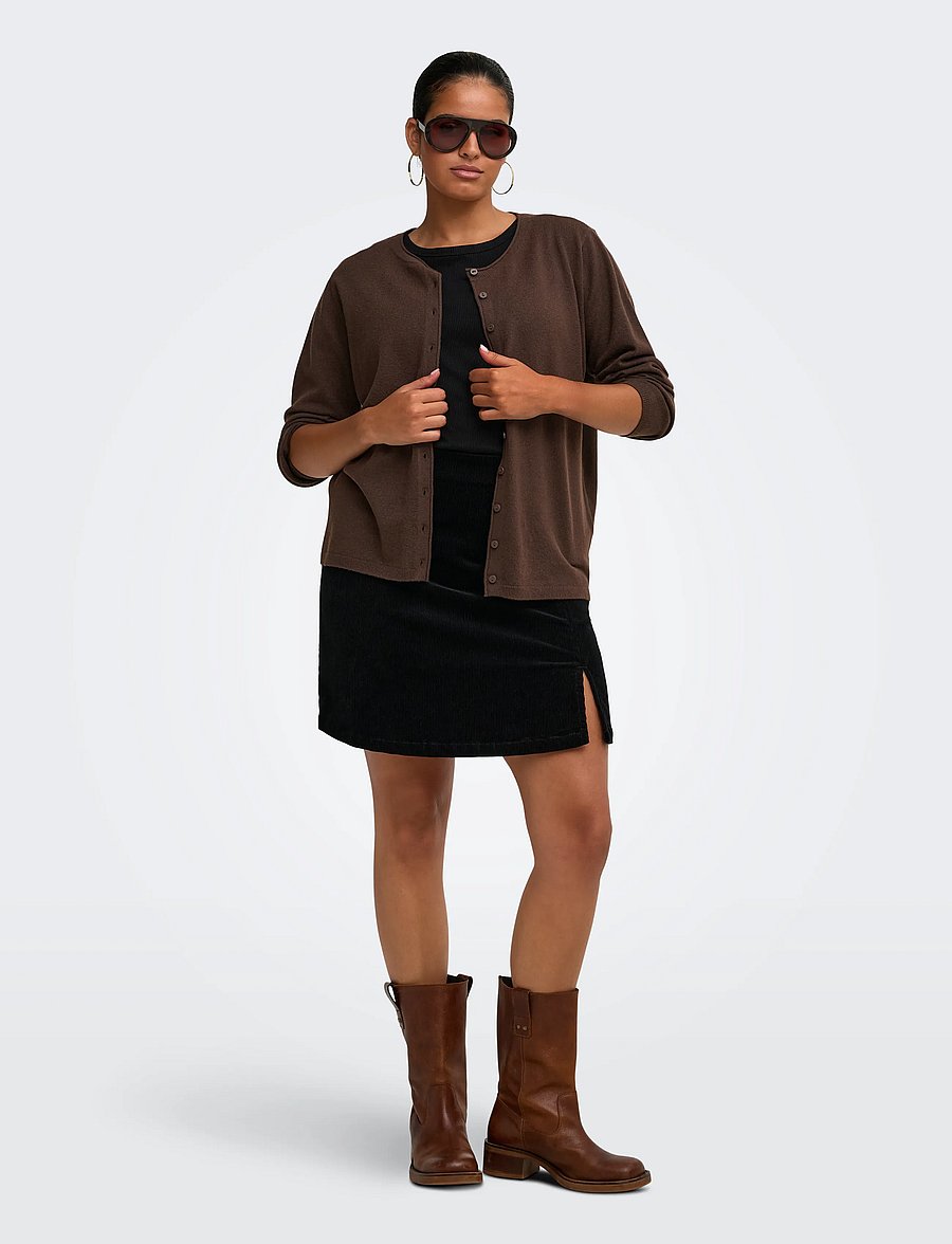 ONLY Carmakoma - CARLOYAL LS O-NECKBU CARDI KNT NOOS - strickjacken - chocolate torte - 4