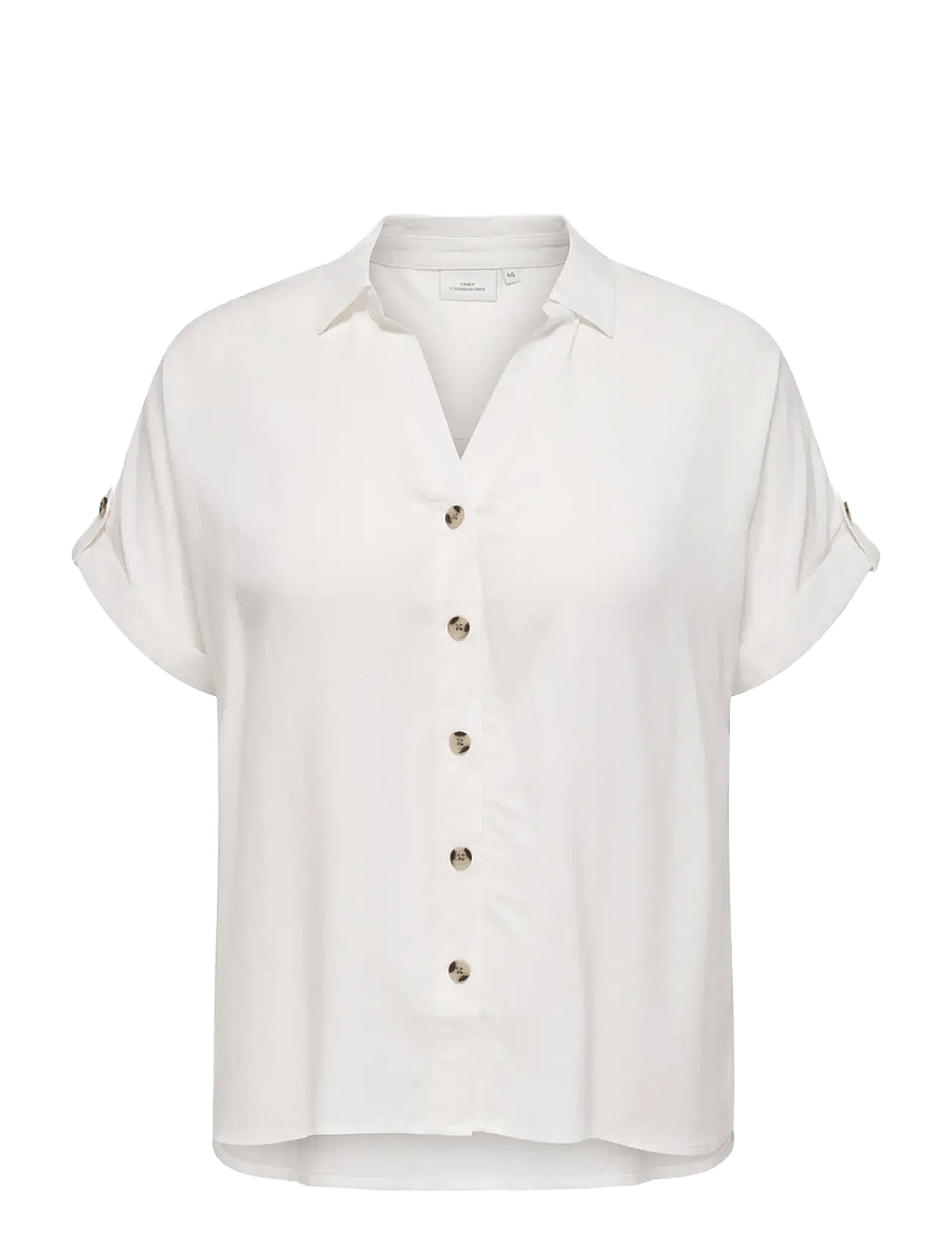 ONLY Carmakoma - CARYASMIN SHIRT S/S WVN NOOS - kortærmede skjorter - snow white - 1