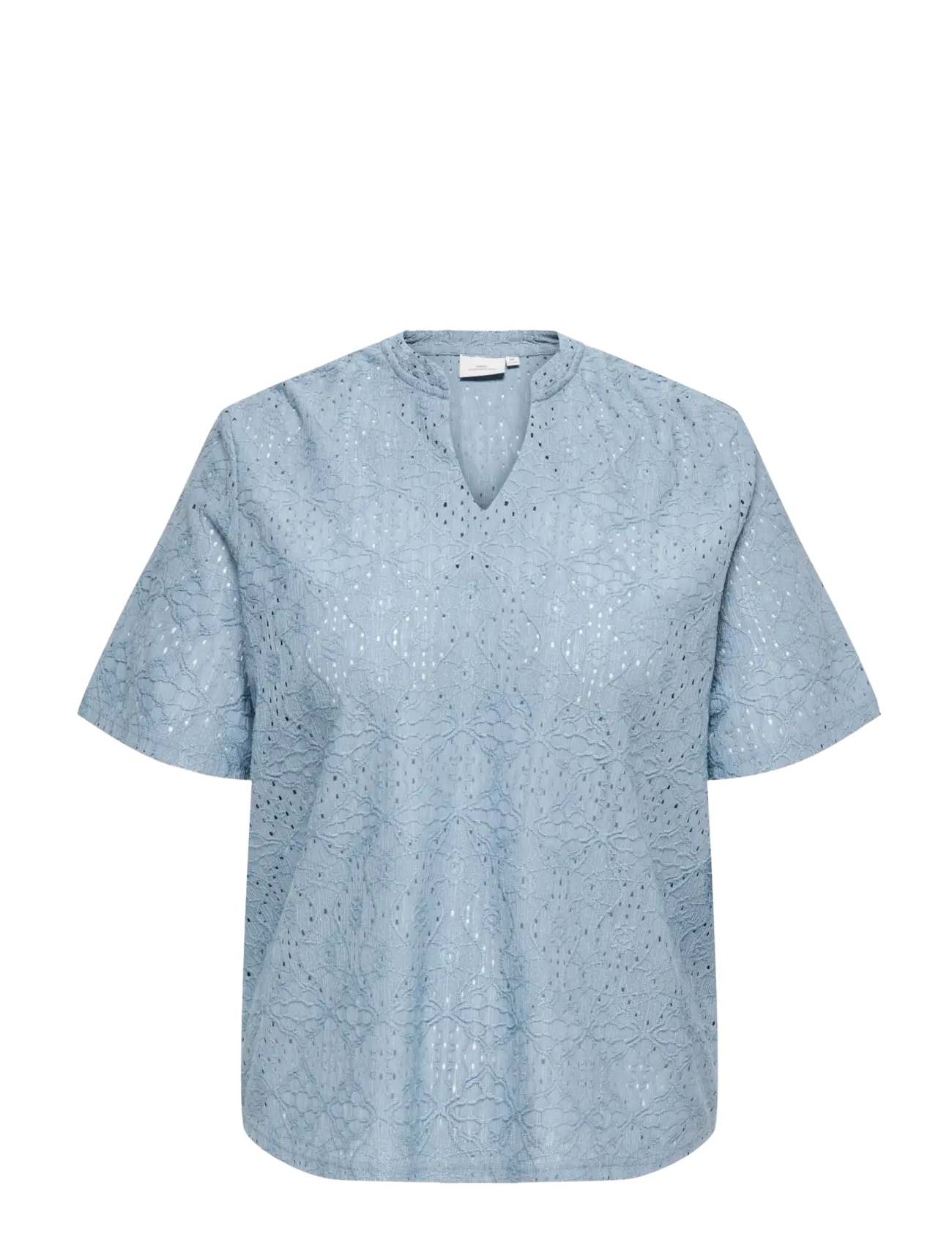 ONLY Carmakoma CARHELLEN S/S V-NECK BLOUSE JRS - Fashion Trends - FADED DENIM / blue