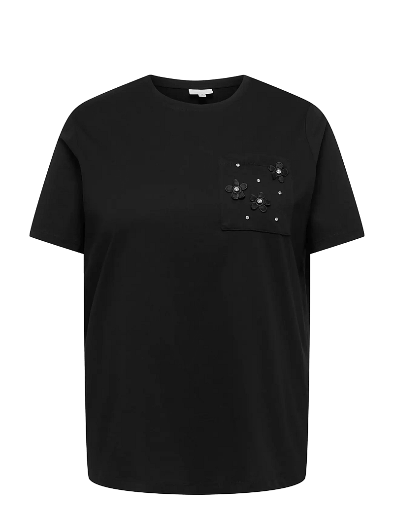 ONLY Carmakoma - CARZENIA S/S O-NECK TOP JRS - t-shirts - black - 1