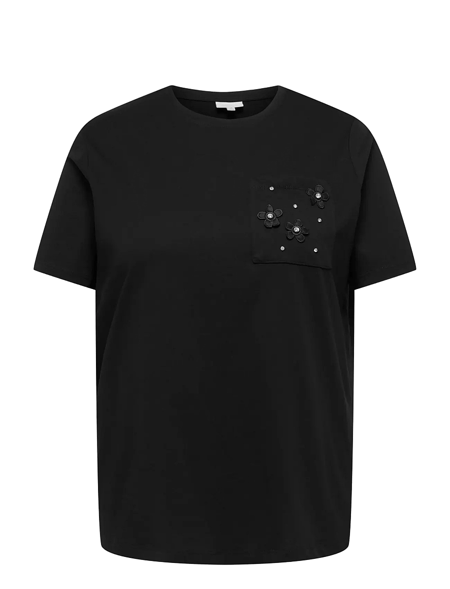 ONLY Carmakoma - CARZENIA S/S O-NECK TOP JRS - t-shirts - black - 1