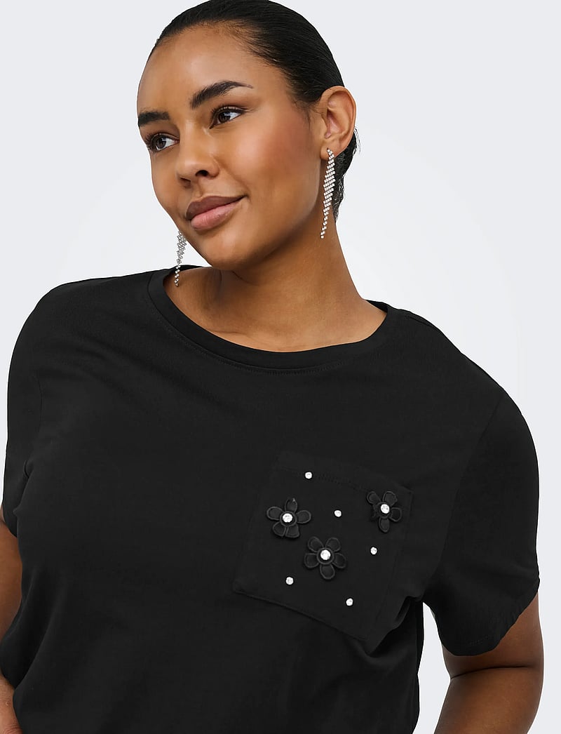 ONLY Carmakoma - CARZENIA S/S O-NECK TOP JRS - t-shirts - black - 4