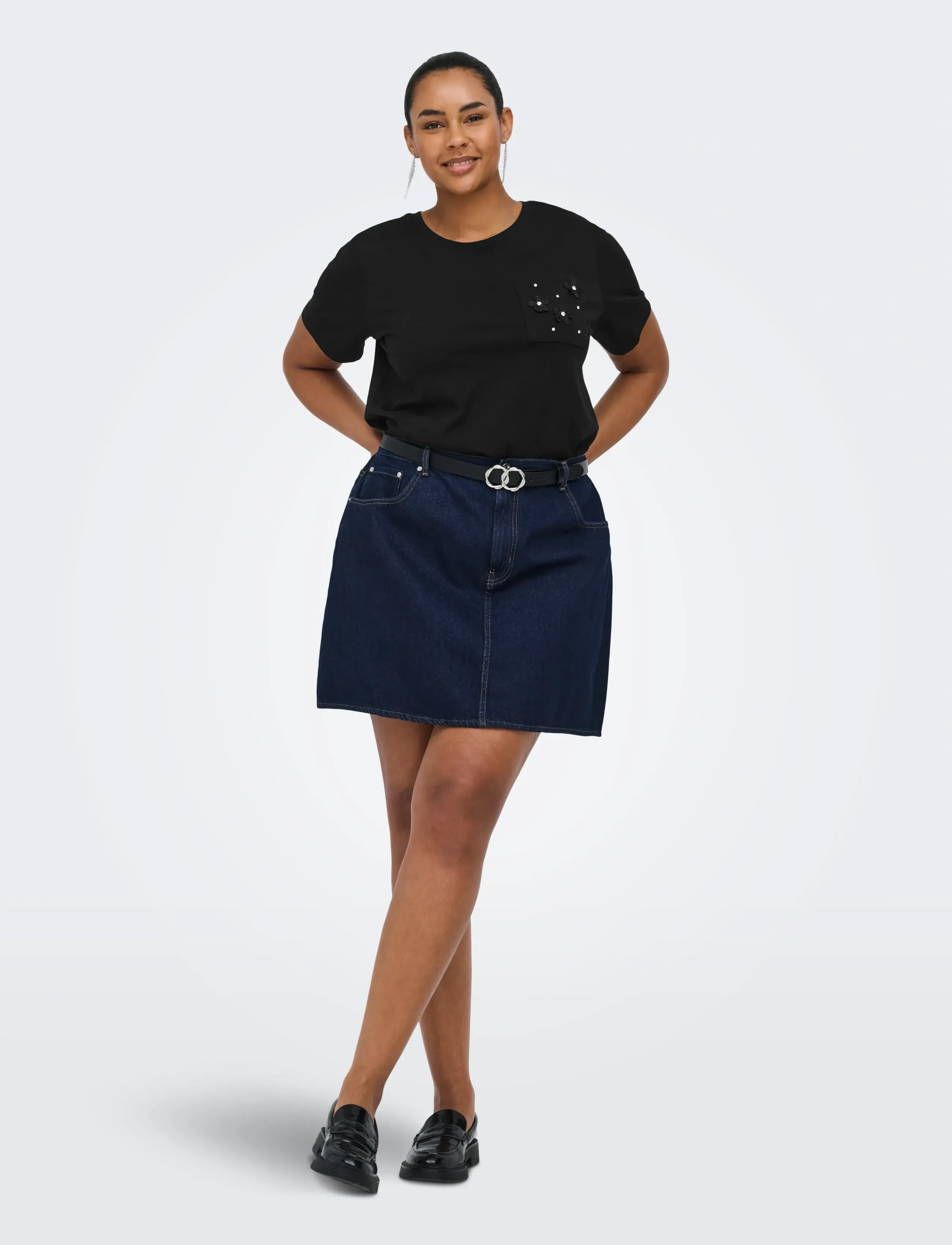ONLY Carmakoma - CARZENIA S/S O-NECK TOP JRS - t-shirts - black - 5