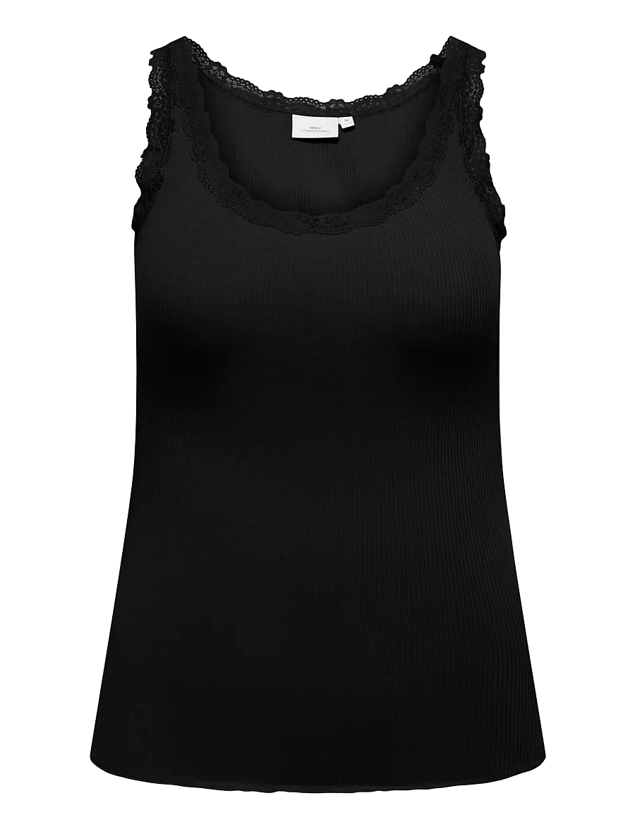 ONLY Carmakoma - CARSARA SHARAI LACE TANK TOP JRS NOOS - hauts sans manches - black - 1