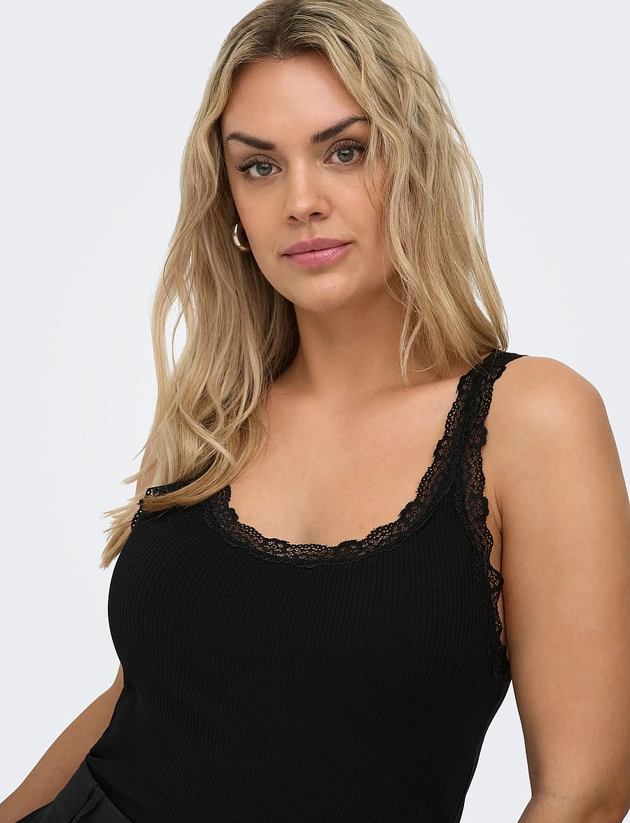 ONLY Carmakoma - CARSARA SHARAI LACE TANK TOP JRS NOOS - hauts sans manches - black - 5