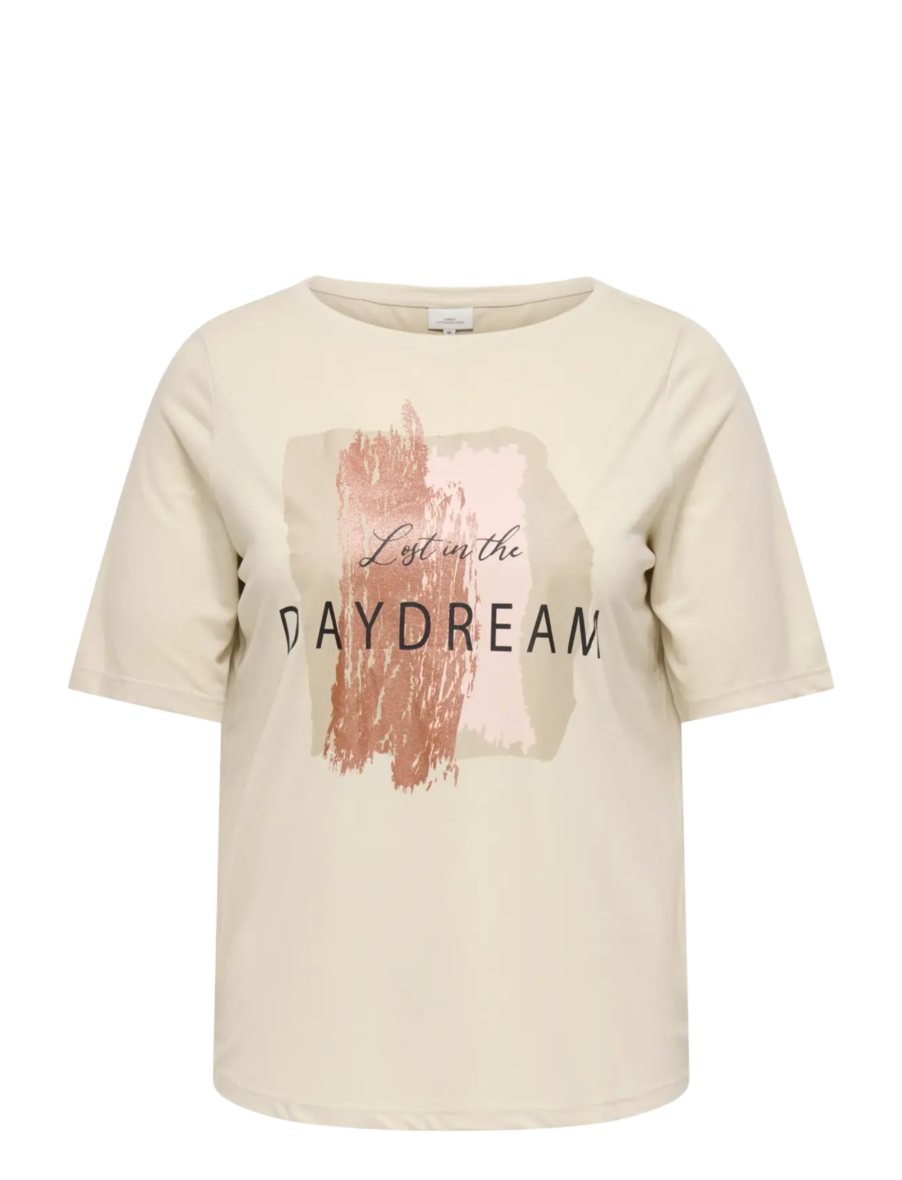 ONLY Carmakoma CARNICKY 2/4 SLEEV BOATNECK TEE JRS - Tøj - OATMEAL / cream