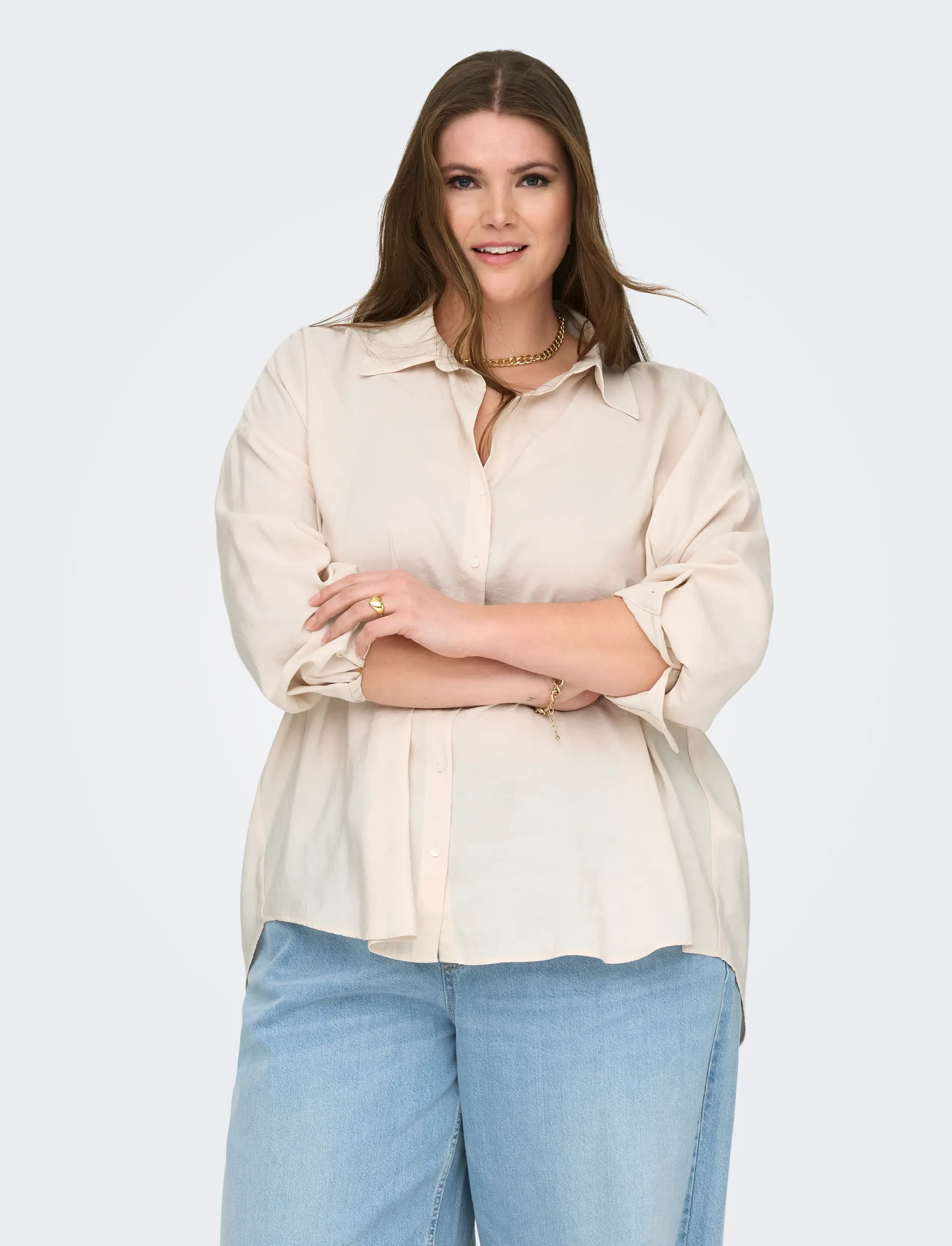 ONLY Carmakoma CARZAZIMA L/S LOOSE SHIRT WVN NOOS - Hemden - ANTIQUE WHITE / cream