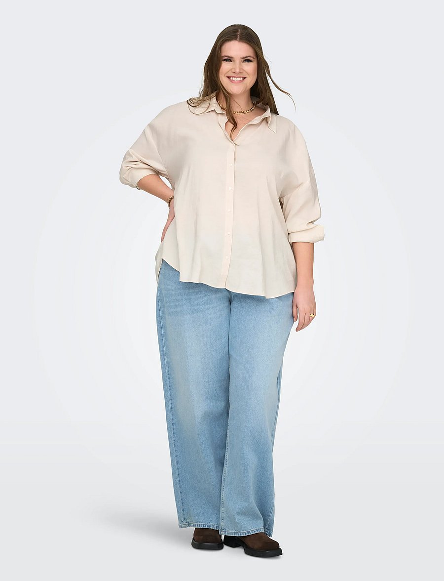 ONLY Carmakoma - CARZAZIMA L/S LOOSE SHIRT WVN NOOS - langærmede skjorter - antique white - 5
