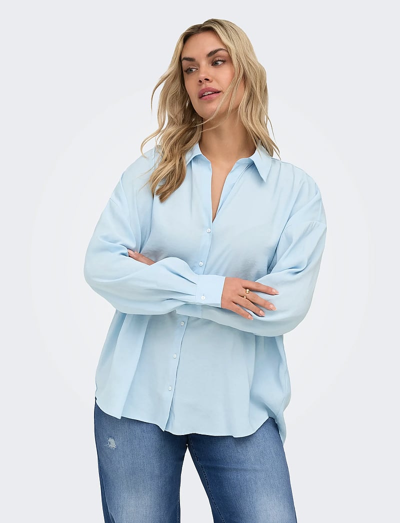 ONLY Carmakoma - CARZAZIMA L/S LOOSE SHIRT WVN NOOS - langærmede skjorter - chambray blue - 0
