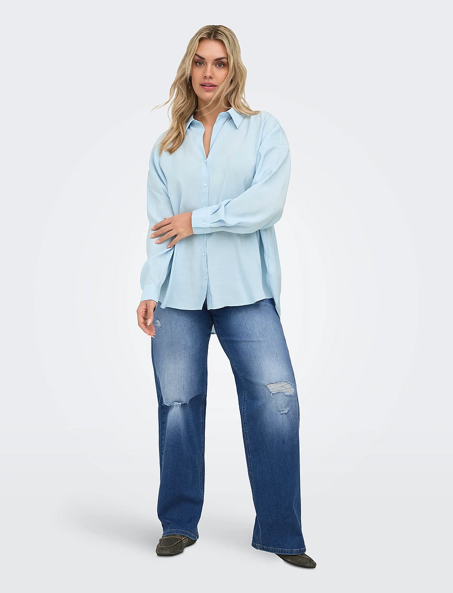 ONLY Carmakoma - CARZAZIMA L/S LOOSE SHIRT WVN NOOS - långärmade skjortor - chambray blue - 4