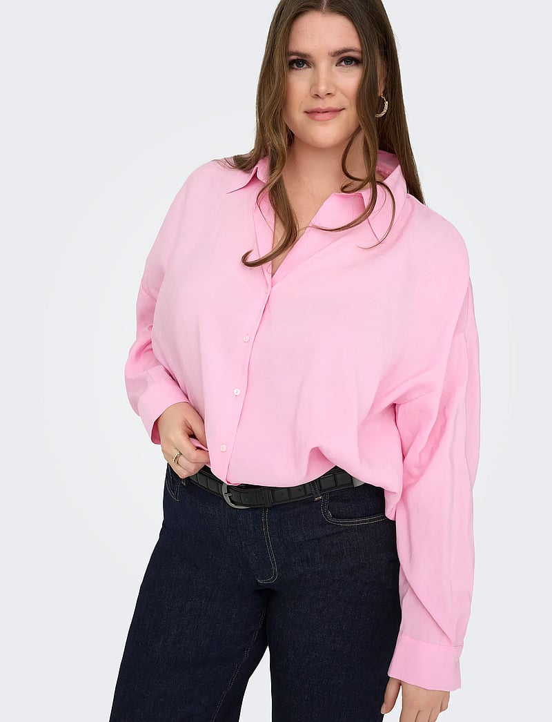 ONLY Carmakoma - CARZAZIMA L/S LOOSE SHIRT WVN NOOS - långärmade skjortor - pink lady - 5