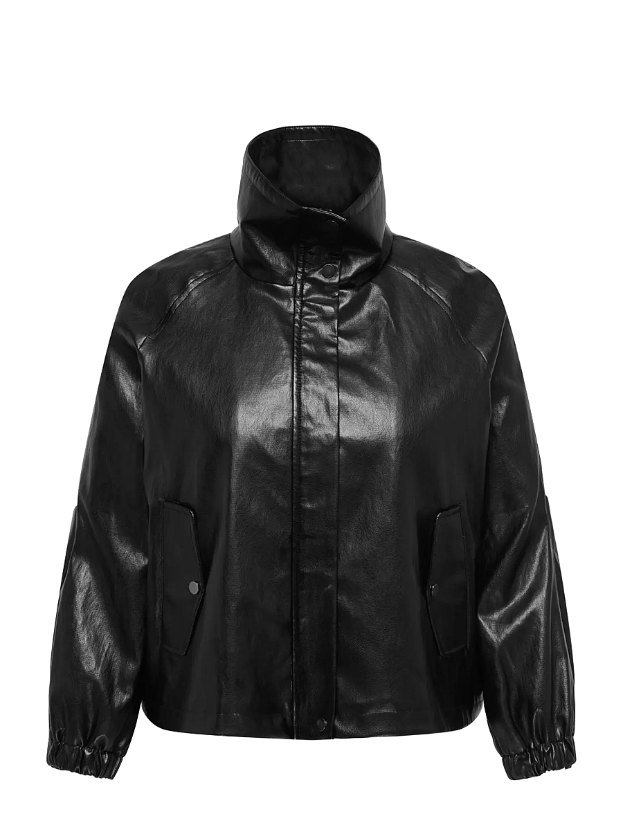 ONLY Carmakoma - CARMINI FAUX LEATHER JACKET OTW - black - 0