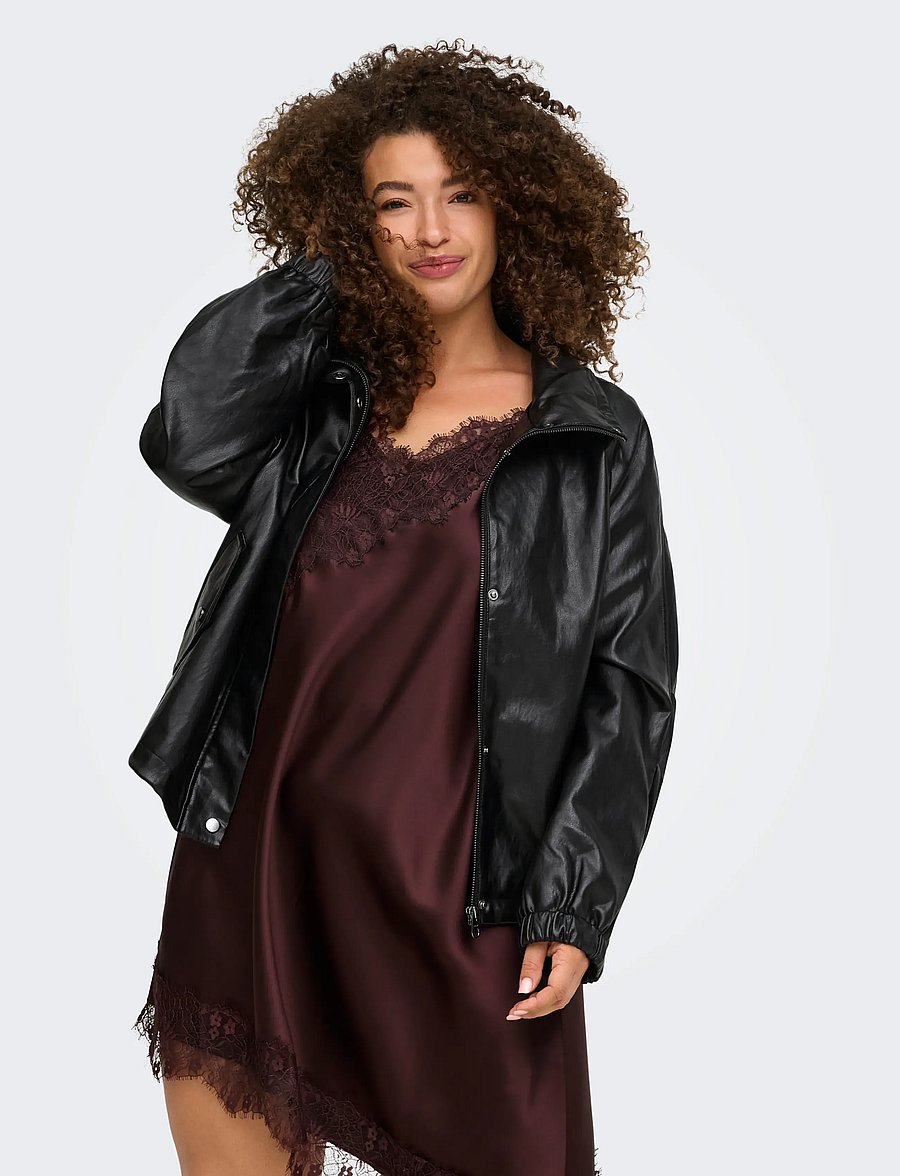 ONLY Carmakoma - CARMINI FAUX LEATHER JACKET OTW - bomberjakid - black - 0